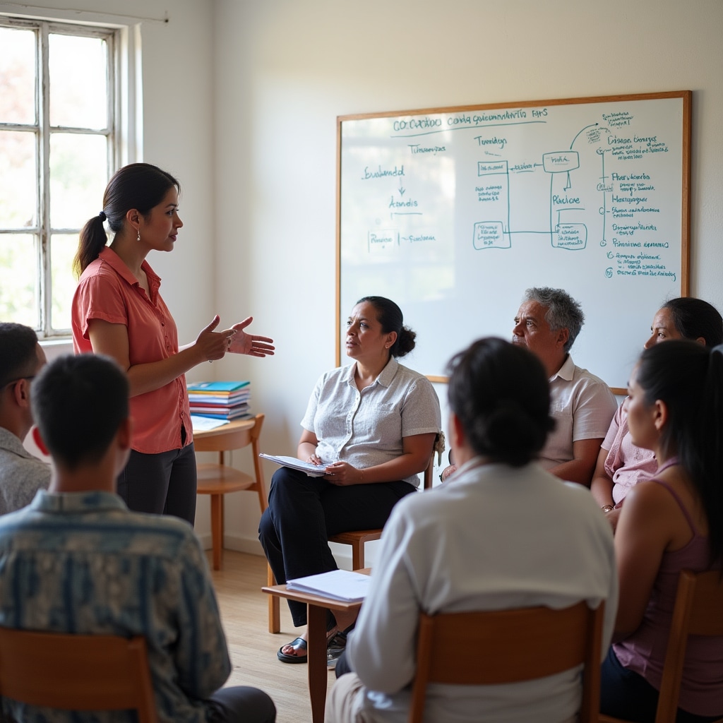 Community members participating in a savings education workshop in Paraguay